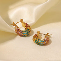 Colorful Zirconia Hoop Earring- Nahzshop