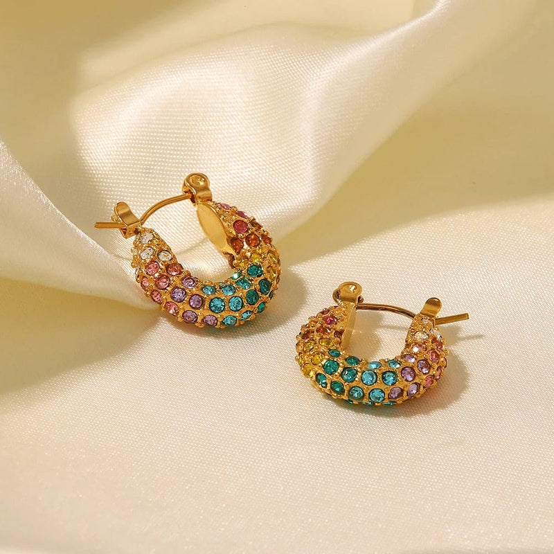 Colorful Zirconia Hoop Earring- Nahzshop