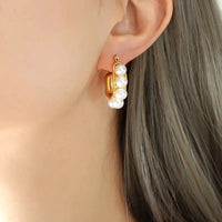 Pearl Hoop Earrings - Nahzshop 