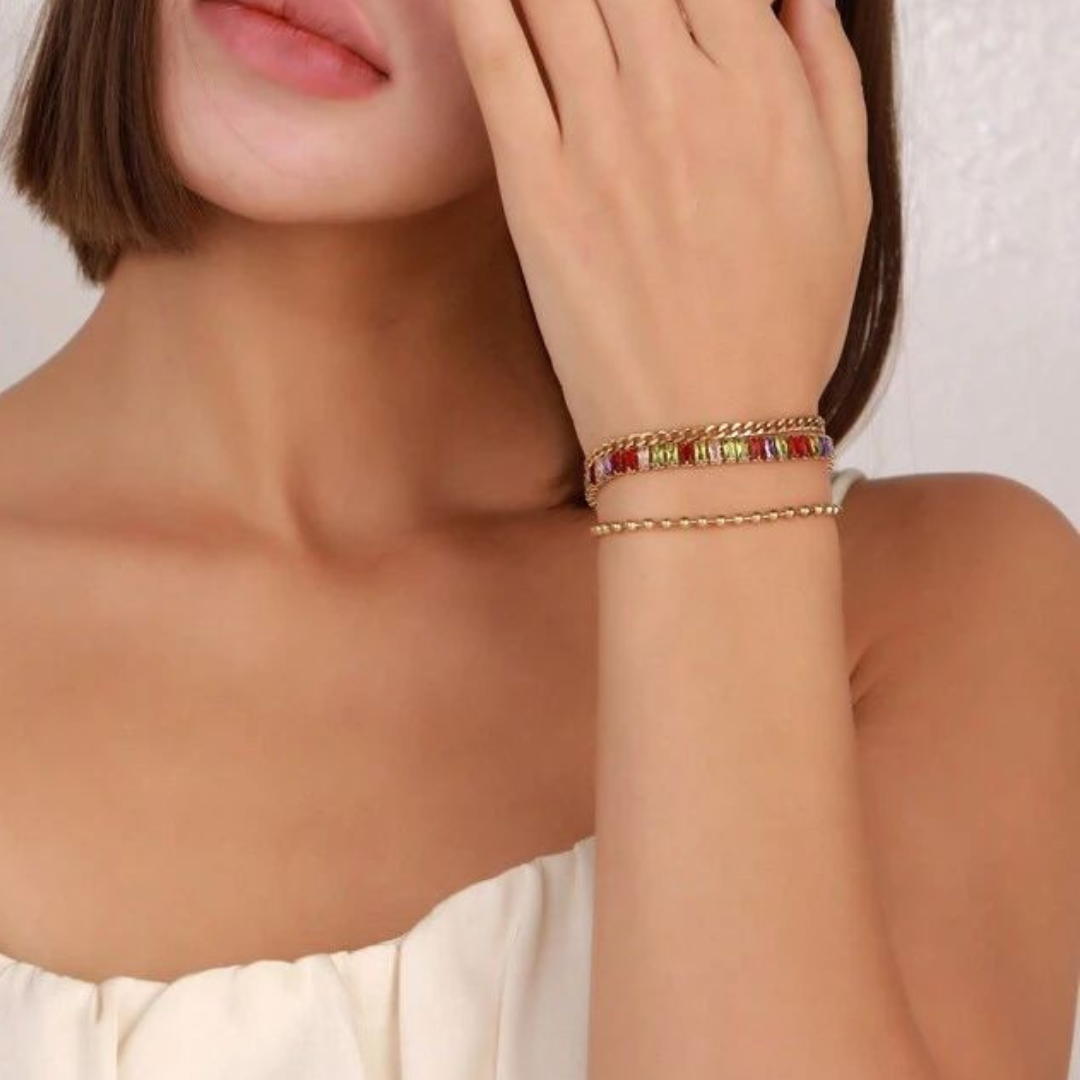 Colored Zirconia Multilayer Bracelet - Nahzshop