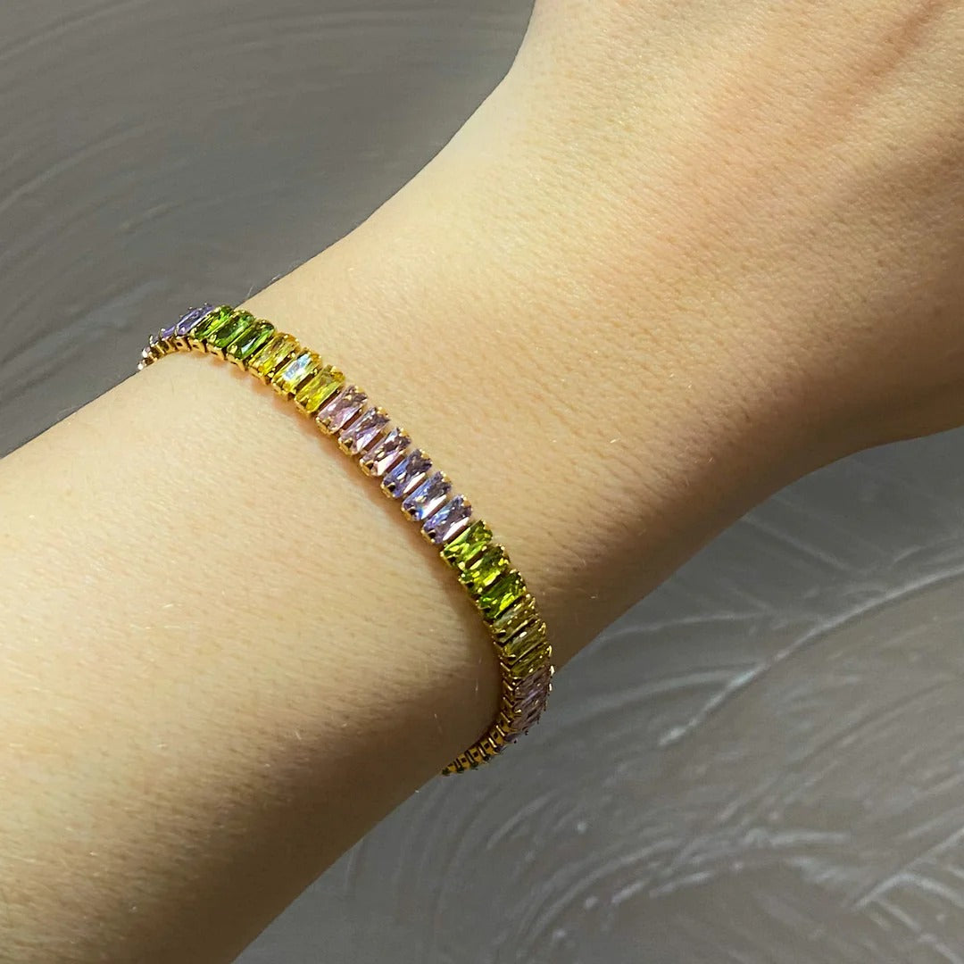 Colorful Cubic Zirconia Chain Bracelet - Nahzshop