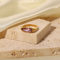 Gold Pink Stone Ring - Nahzshop