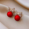 Bowknot Pearl Earrings Christmas