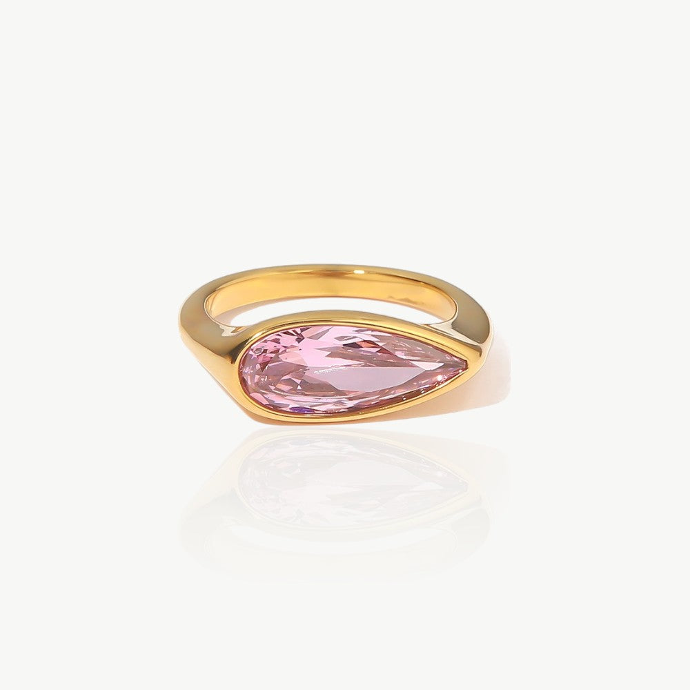 Gold Pink Stone Ring - Nahzshop