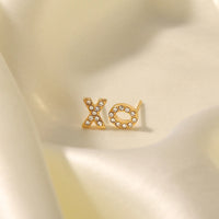 Zirconia Letter Earrings - Nahzshop