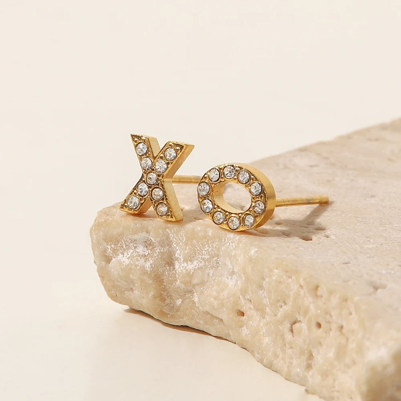 Zirconia Letter Earrings - Nahzshop