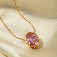 Gold Pink Stone Necklace - Nahzshop