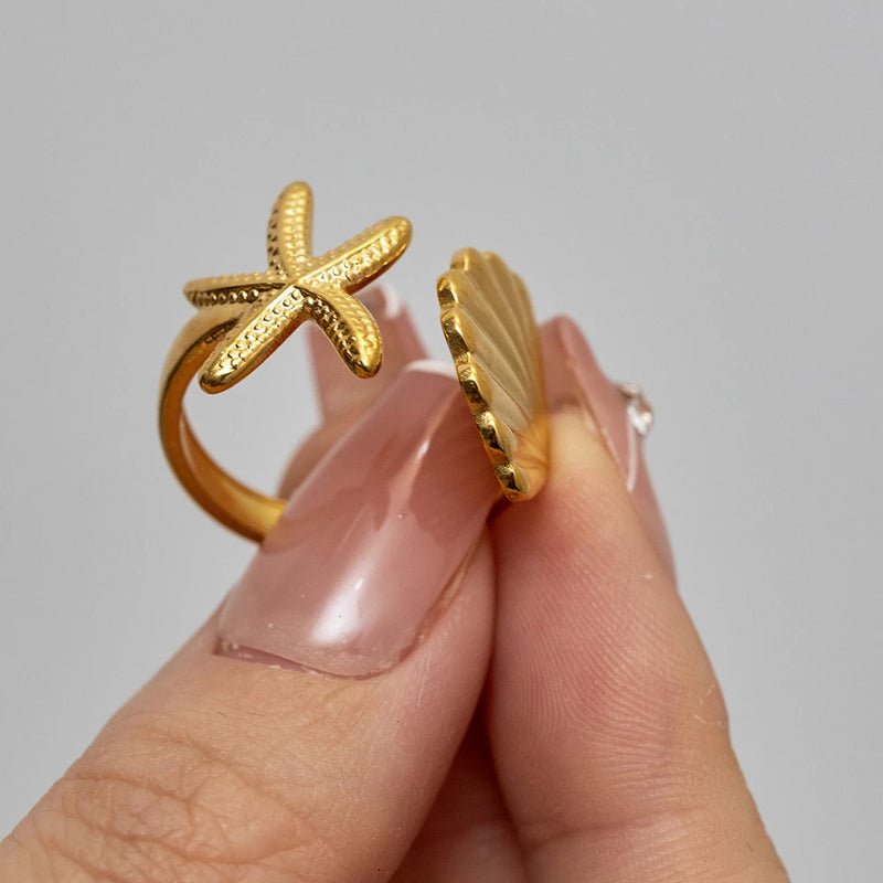 Star and Seashell Ring - nahzshop