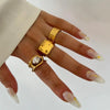 Bold Oval Stone Rings - nahzshop