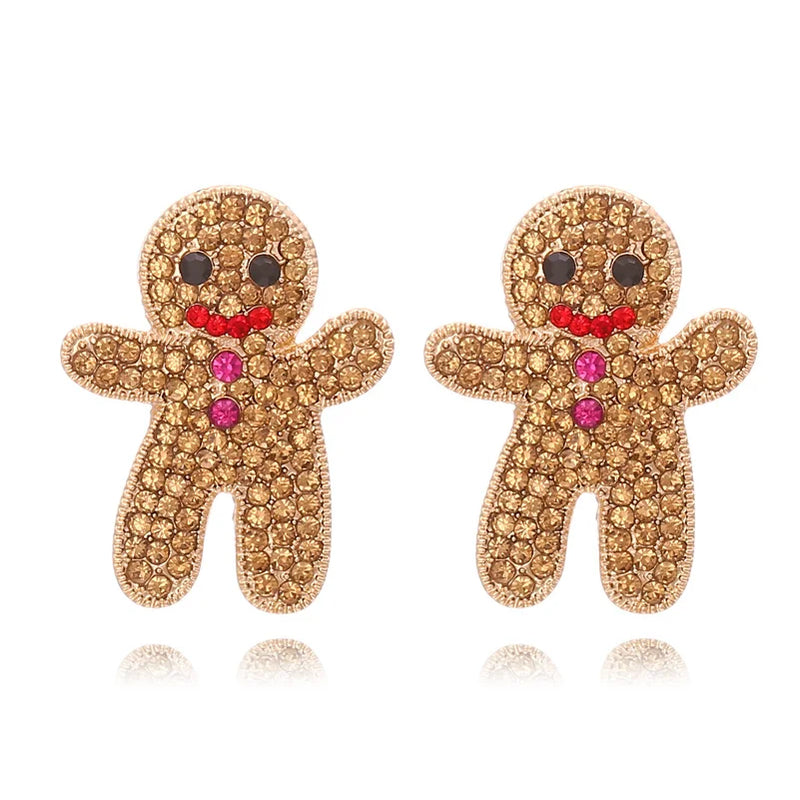 Sweet Christmas Gingerbread Man Earrings 2024 New Year Gifts