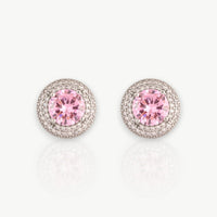 Luxurious Pink Moissanite Round Earrings