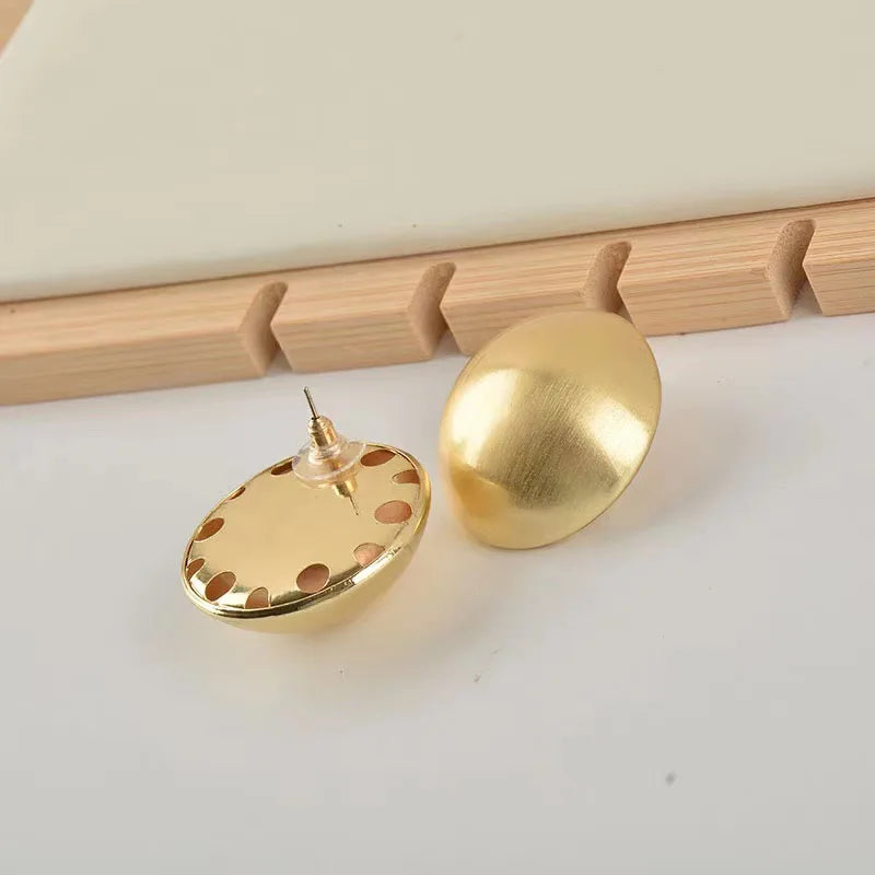 Elegant Brushed Metal Hemispheric Earrings - nazhshop