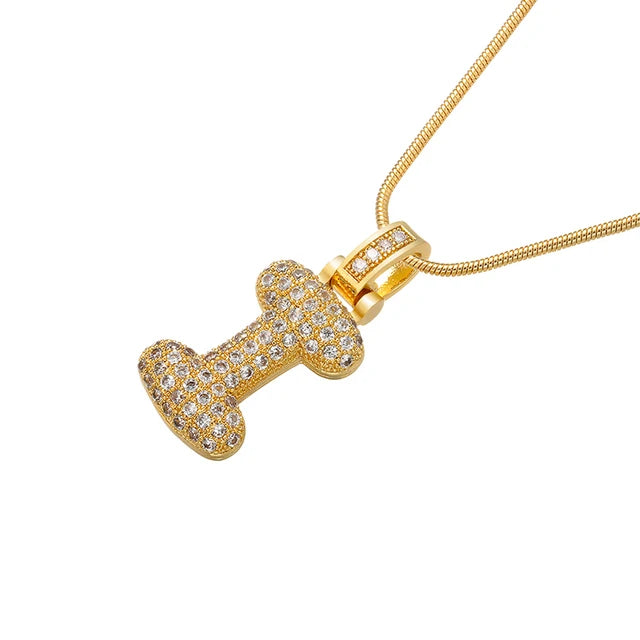 ZHUKOU high quality crystal brass gold color letter necklace for ladies good friends couple birthday gift model: VL34