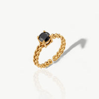 Black Stone Gold Solitaire Ring - Nahzshop