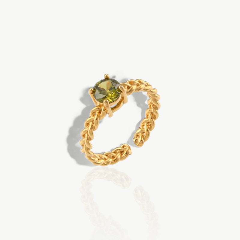 Green Stone Gold Solitaire Ring - Nahzshop