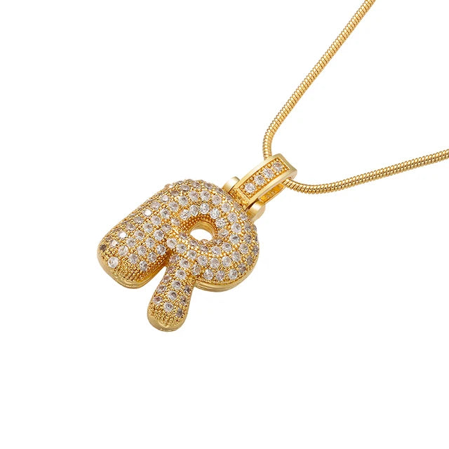 ZHUKOU high quality crystal brass gold color letter necklace for ladies good friends couple birthday gift model: VL34