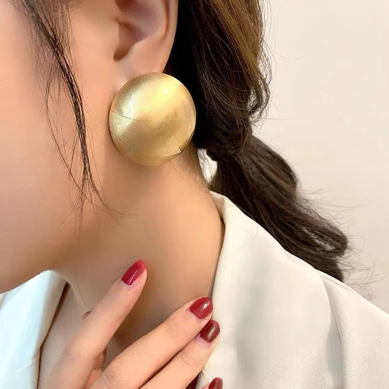 Elegant Brushed Metal Hemispheric Earrings - nazhshop