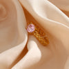 Pink Stone Gold Solitaire Ring - Nahzshop