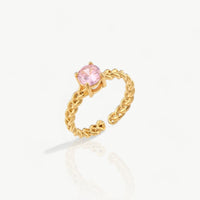 Pink Stone Gold Solitaire Ring - Nahzshop