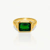 Green Gemstone Texture Signet Ring - Nahzshop