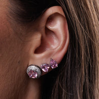 Luxurious Pink Moissanite Round Earrings