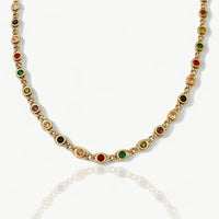 Colored Stones Chain Necklace - Nahzshop