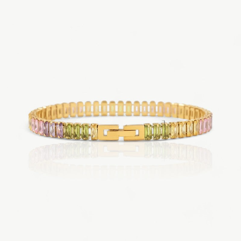 Colorful Cubic Zirconia Chain Bracelet - Nahzshop