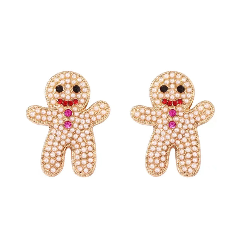 Sweet Christmas Gingerbread Man Earrings 2024 New Year Gifts