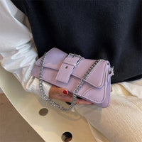 Chain Purple Leather Bag - Nahzshop