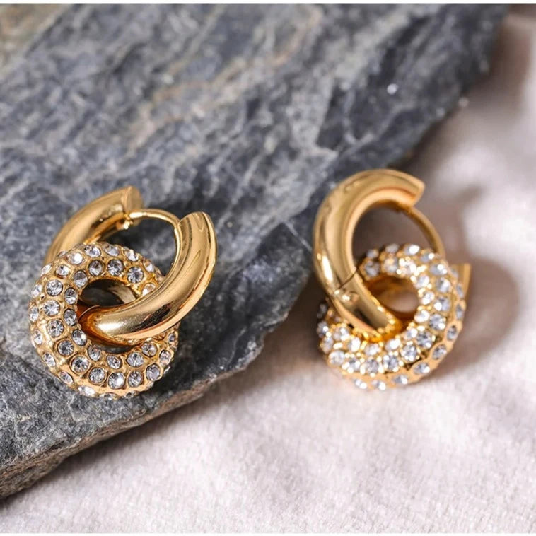 Zirconia Double Hoop Earrings- Nahzshop