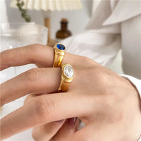 Oval Gold Zirconia Ring- nahzshop