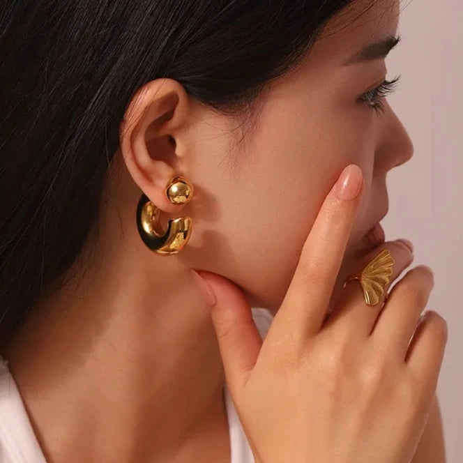 Small Thick Hoop Earrings- Nahzshop