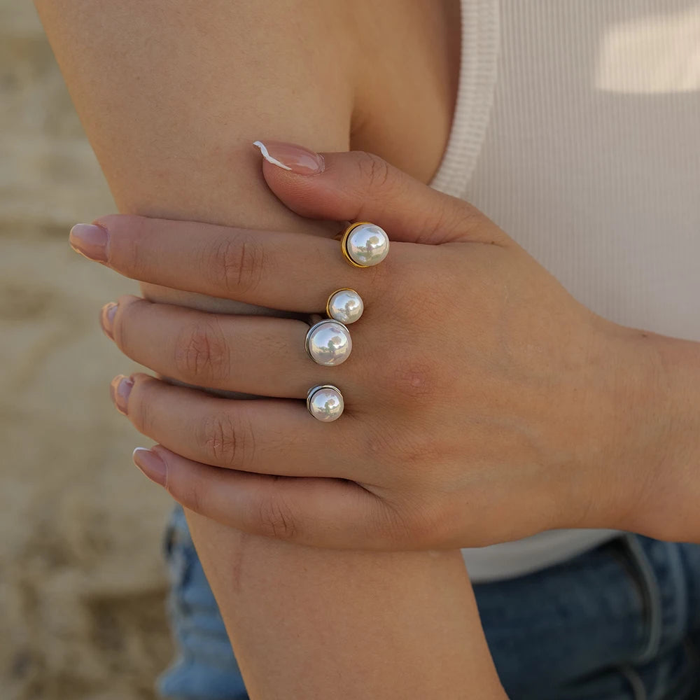 Twine Pearl Open Ring - Nahzshop