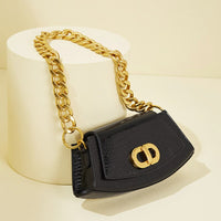 Gold Chain Leather Bag - nahzshop