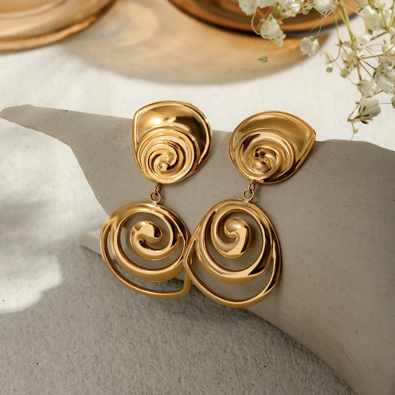 Spiral Drop Earrings - nahzshop