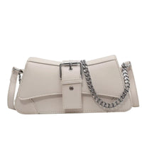 Chain White Leather Bag - Nahzshop