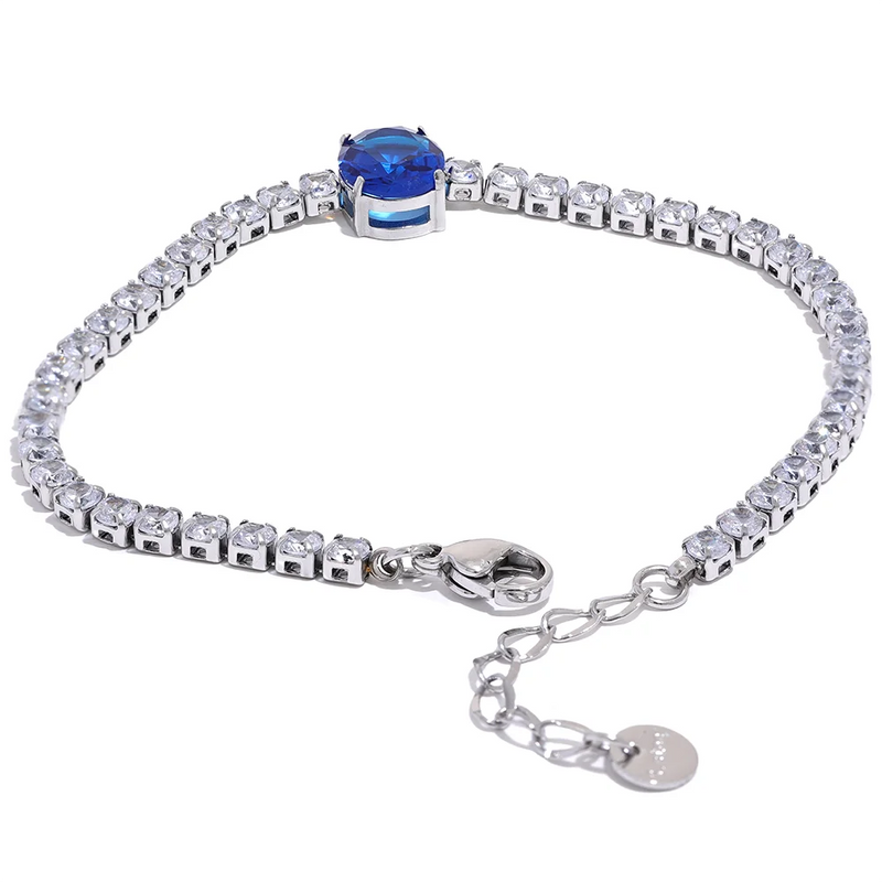 Yhpup Waterproof Luxury Cubic Zirconia Bling Chain Bracelet Bangle Stainless Steel High Quality Fashion Jewelry Women Party Gift