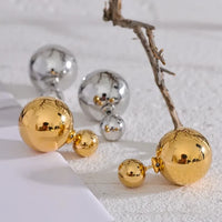 Gold Front Back Orb Earrings - Nahzshop