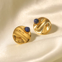 Blue Stone Gold Earrings - Nahzshop