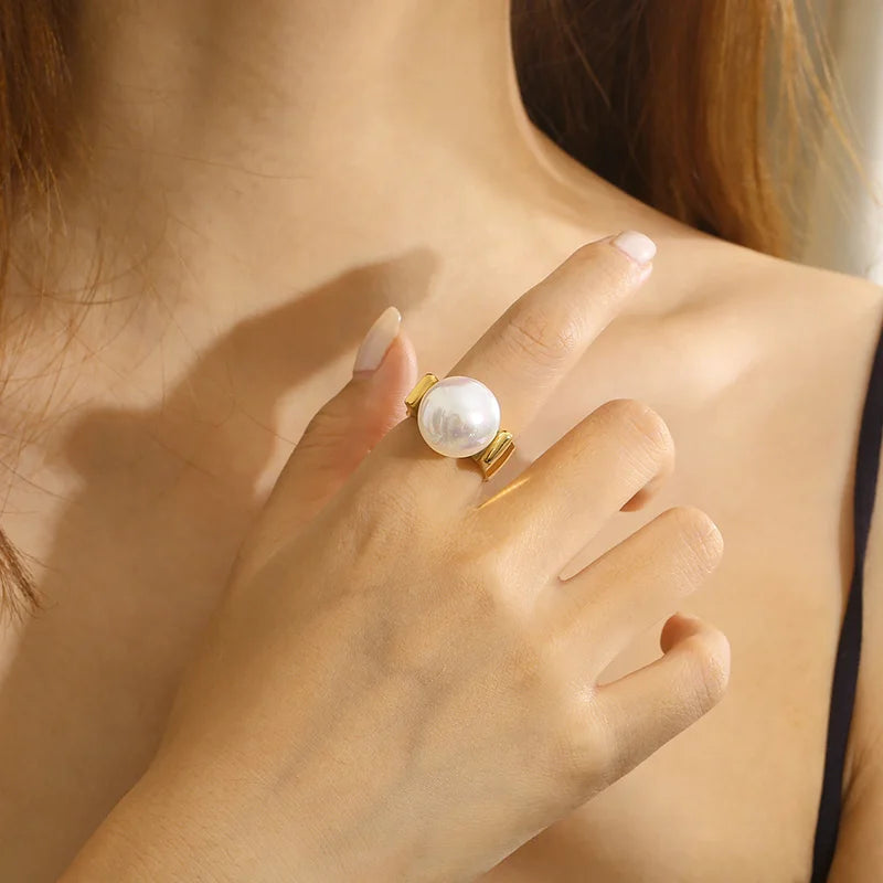 Big Pearl Gold Ring - Nahzshop