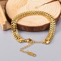 Double Spell Gold Color Thick Twist Chain Bracelet - Nahzshop