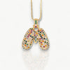 Rainbow CZ Letter Pendant Necklace