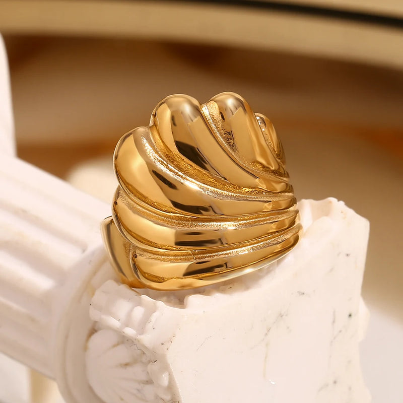 18K Gold Plated Wave Ring - nahzshop