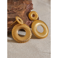 Double Hollow Circle Earrings - nahzshop - nahzshop