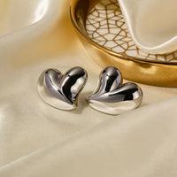 Heart Puffed Silver Earrings - Nahzshop