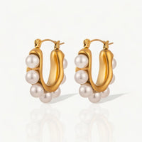 Pearl Hoop Earrings - Nahzshop