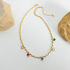 Colored Heart Stones Golden Necklace - Nahzshop