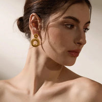 Double Hollow Circle Earrings - nahzshop- nahzshop