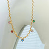 Colored Heart Stones Golden Necklace - Nahzshop