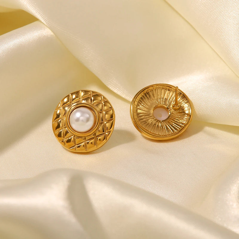 Gold Pearl Circle Earring- Nahzshop